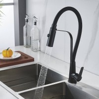 Смеситель для кухонной мойки Shevanik S943H-3, с гибким изливом, цвет черный матовый