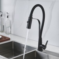 Смеситель для кухонной мойки Shevanik S943H-3, с гибким изливом, цвет черный матовый