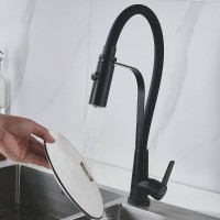 Смеситель для кухонной мойки Shevanik S943H-3, с гибким изливом, цвет черный матовый