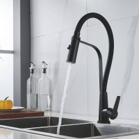 Смеситель для кухонной мойки Shevanik S943H-3, с гибким изливом, цвет черный матовый