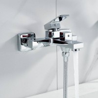 Смеситель для ванны и душа Shevanik S9602, с душевым гарнитуром, цвет хром