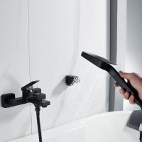 Смеситель для ванны и душа Shevanik S9602H, с душевым гарнитуром, цвет черный матовый