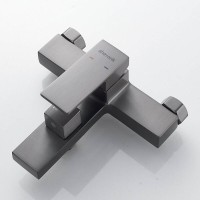 Смеситель для ванны и душа Shevanik S9602T, с душевым гарнитуром, вороненая сталь, gunmetal