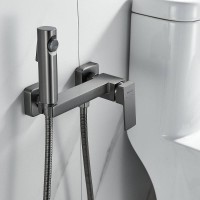Гигиенический душ Shevanik, S9605T-1, со смесителем, вороненая сталь, gunmetal
