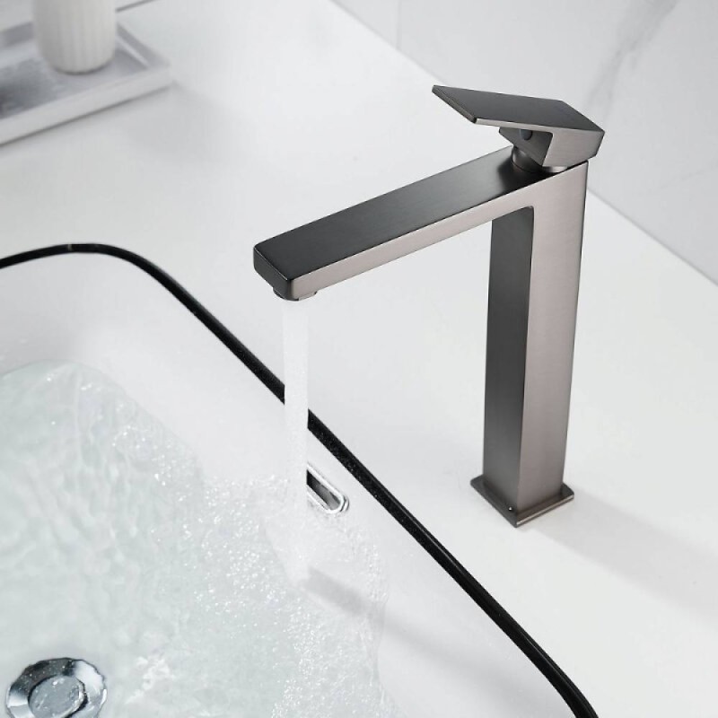 Смеситель для раковины Shevanik S9611T, вороненая сталь, gunmetal