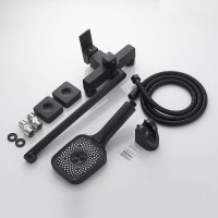Смеситель для ванны и душа Shevanik S9622H, с душевым гарнитуром, цвет черный матовый