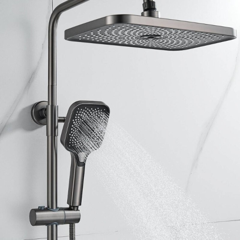 Душевая система Shevanik S9636T, вороненая сталь, gunmetal