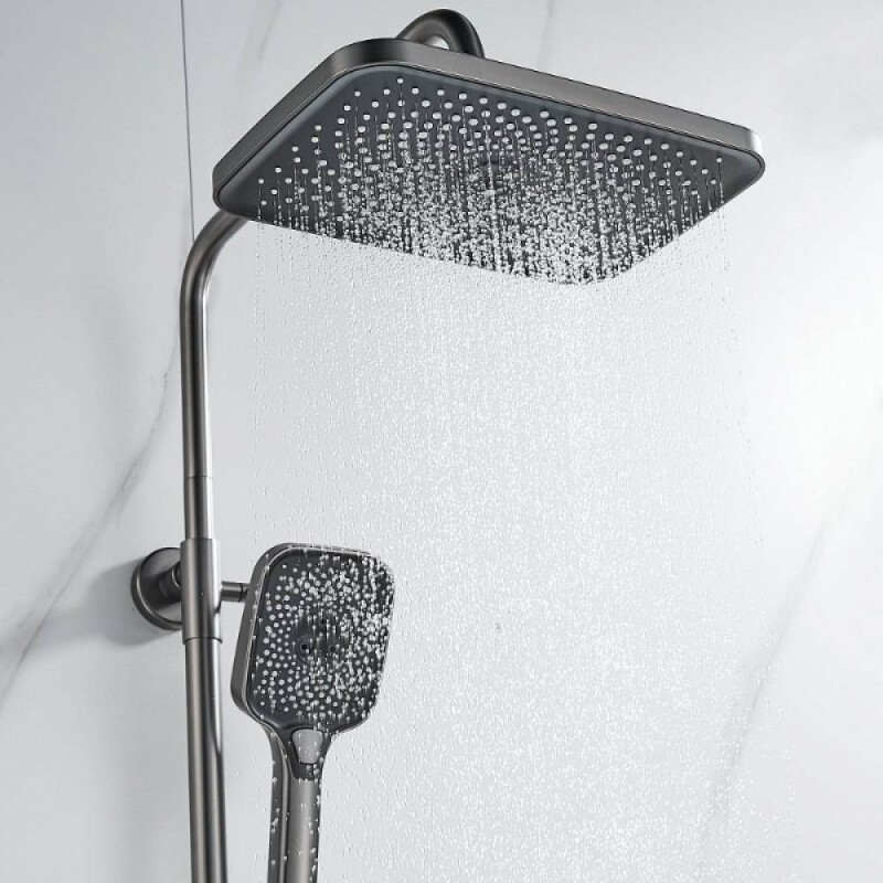 Душевая система Shevanik S9636T, вороненая сталь, gunmetal