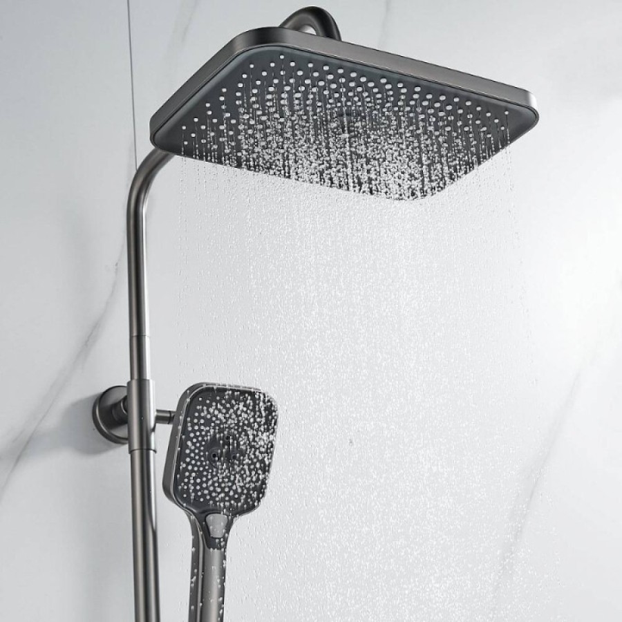 Душевая система Shevanik S9636T, вороненая сталь, gunmetal