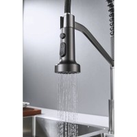 Смеситель для кухонной мойки Shevanik S963T, с гибким изливом, цвет черный/вороненая сталь, gunmetal