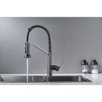 Смеситель для кухонной мойки Shevanik S963T, с гибким изливом, цвет черный/вороненая сталь, gunmetal
