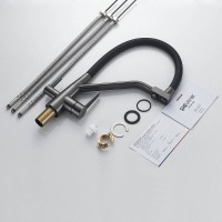 Смеситель для кухонной мойки Shevanik S968T, с гибким изливом, с подключением к фильтру, цвет вороненая сталь, gunmetal/черный