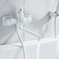 Смеситель для ванны и душа Shevanik S9902C, с душевым гарнитуром, цвет белый матовый