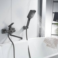 Смеситель для ванны и душа Shevanik S9902T, с душевым гарнитуром, вороненая сталь, gunmetal