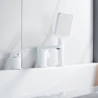Смеситель для ванны и душа Shevanik S9912C, на борт ванны, цвет белый матовый
