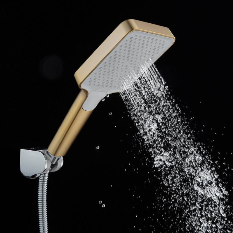 Смеситель для ванны и душа Shevanik S9912G, на борт ванны, цвет золотой сатин