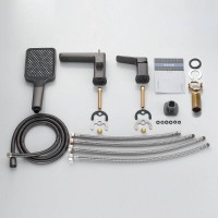 Смеситель для ванны и душа Shevanik S9912T, на борт ванны, вороненая сталь, gunmetal