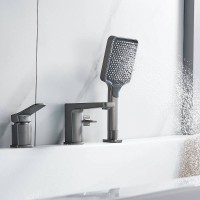 Смеситель для ванны и душа Shevanik S9912T, на борт ванны, вороненая сталь, gunmetal