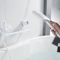 Смеситель для ванны и душа Shevanik S9922C, с душевым гарнитуром, цвет белый матовый