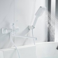 Смеситель для ванны и душа Shevanik S9922C, с душевым гарнитуром, цвет белый матовый
