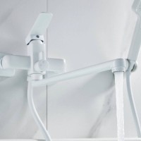 Смеситель для ванны и душа Shevanik S9922C, с душевым гарнитуром, цвет белый матовый