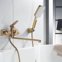 Смеситель для ванны и душа Shevanik S9922G, с душевым гарнитуром, цвет золотой сатин