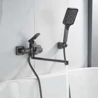 Смеситель для ванны и душа Shevanik S9922T, с душевым гарнитуром, вороненая сталь, gunmetal