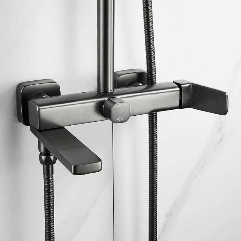 Душевая система Shevanik S9936T, вороненая сталь, gunmetal