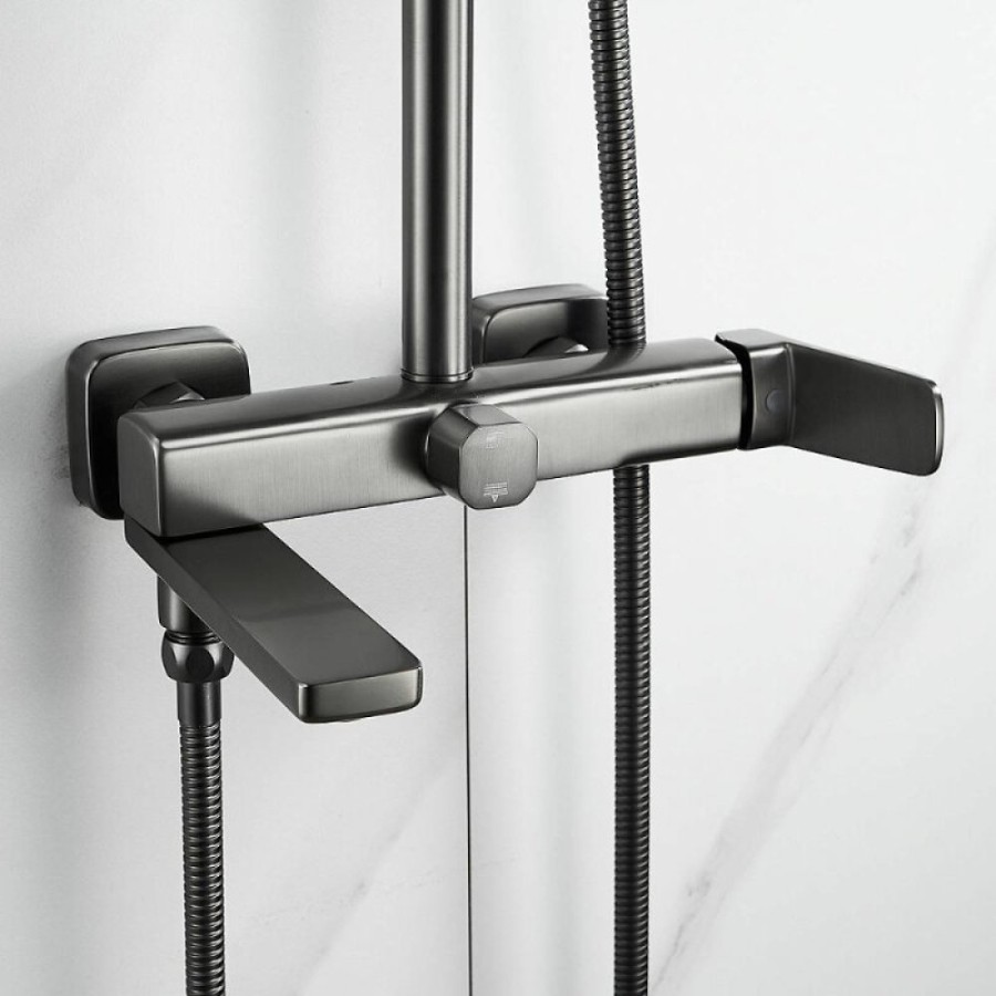 Душевая система Shevanik S9936T, вороненая сталь, gunmetal