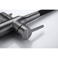 Смеситель Paulmark Salix Sa213419-GM для кухонной мойки, под фильтр, с гибким изливом, вороненая сталь