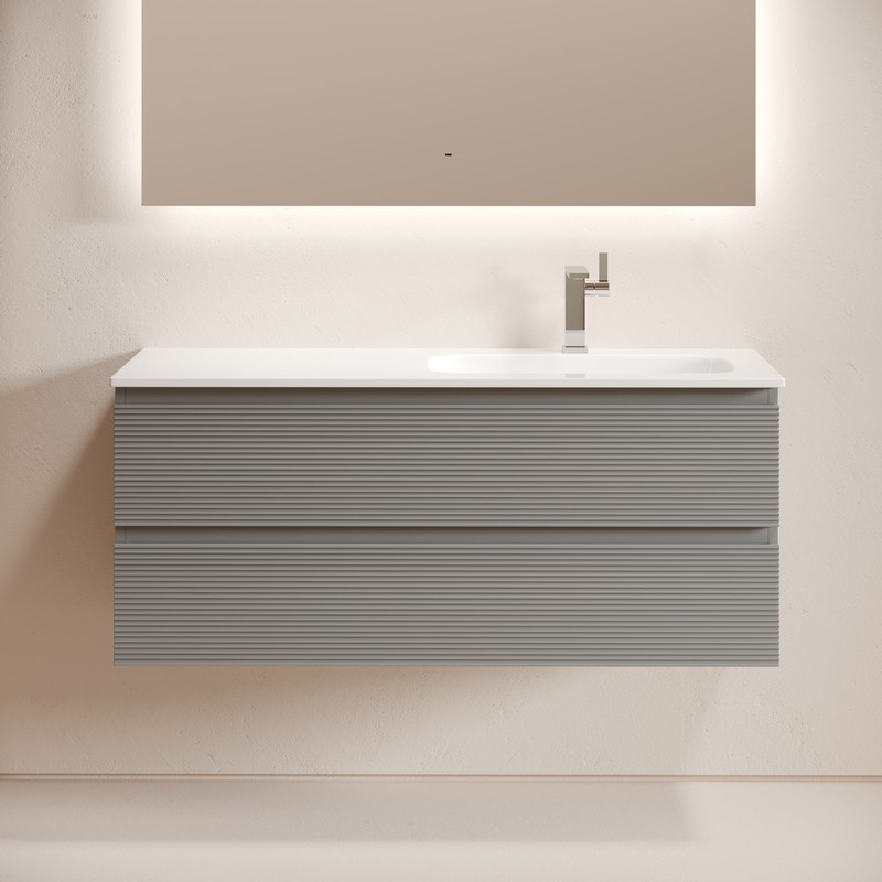 Тумба подвесная SANCOS Folk  правая 1195х445х500, c двумя ящиками оснащенными доводчиками, Ergraut soft, арт.FL120RES