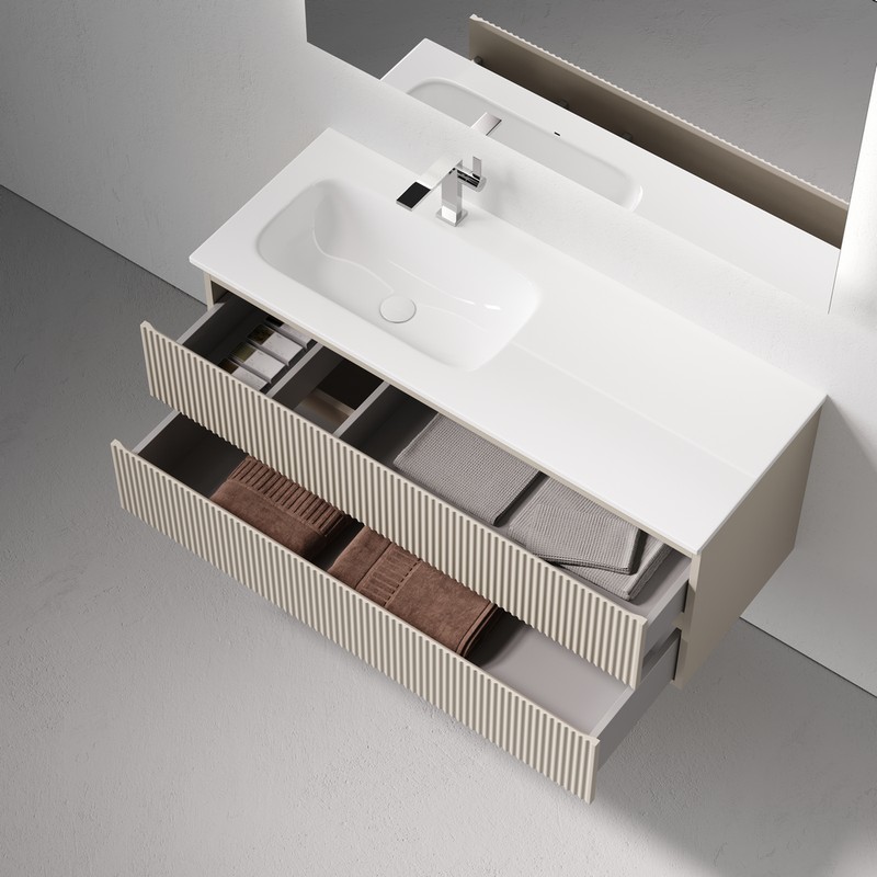 Тумба подвесная SANCOS Very  левая 1195х445х406, c одним  ящиком оснащенным доводчиками, Beige Soft , арт.VR120LCE