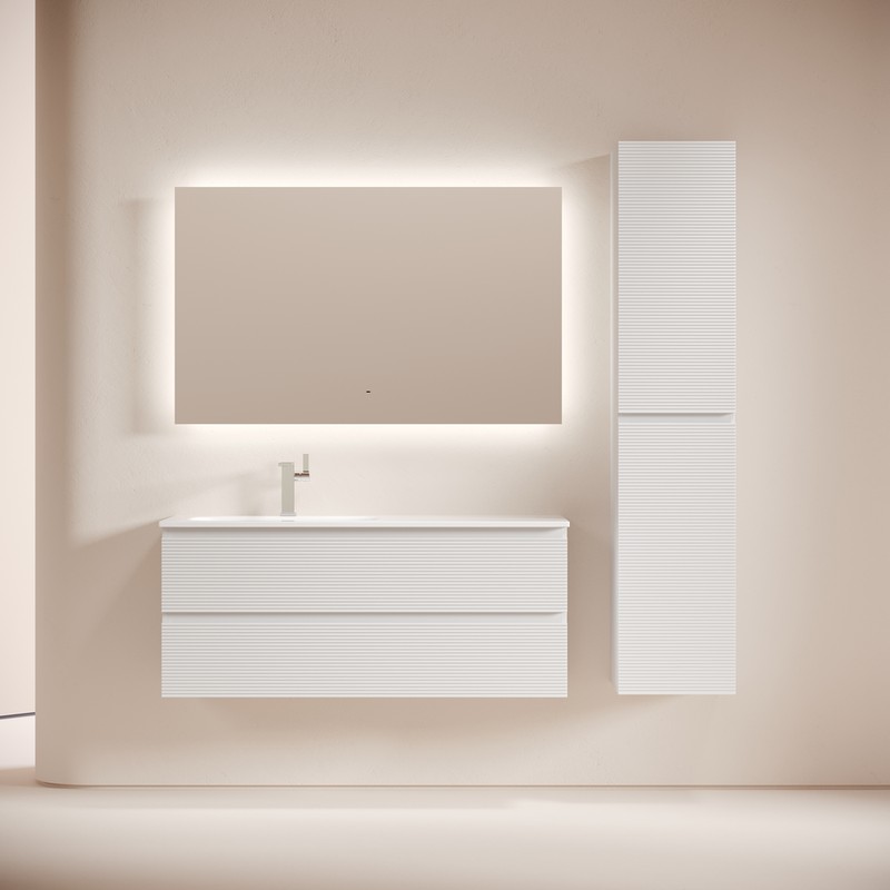 Тумба подвесная SANCOS Folk  левая 1195х445х500, c двумя ящиками оснащенными доводчиками, Bianco, арт.FL120LW