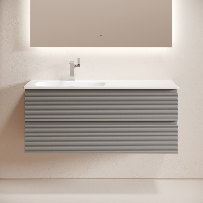 Тумба подвесная SANCOS Folk  левая 1195х445х500, c двумя ящиками оснащенными доводчиками, Ergraut soft, арт.FL120LES