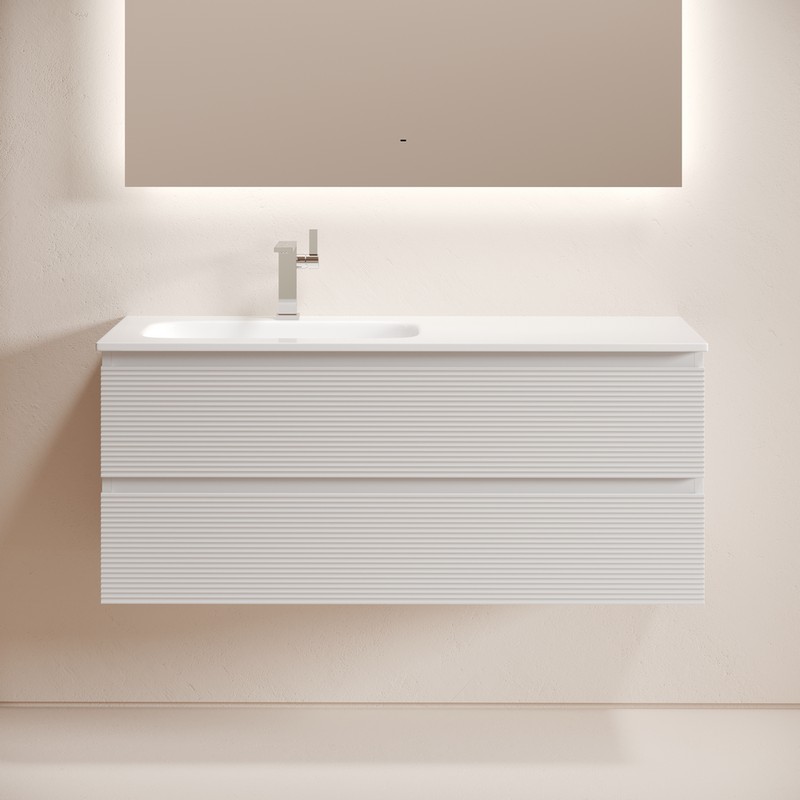 Тумба подвесная SANCOS Folk  левая 1195х445х500, c двумя ящиками оснащенными доводчиками, Bianco, арт.FL120LW