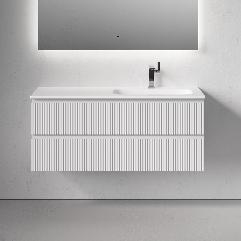 Тумба подвесная SANCOS Snob R правая 1195х445х500, c двумя ящиками оснащенными доводчиками, Bianco, арт.SNR120RW