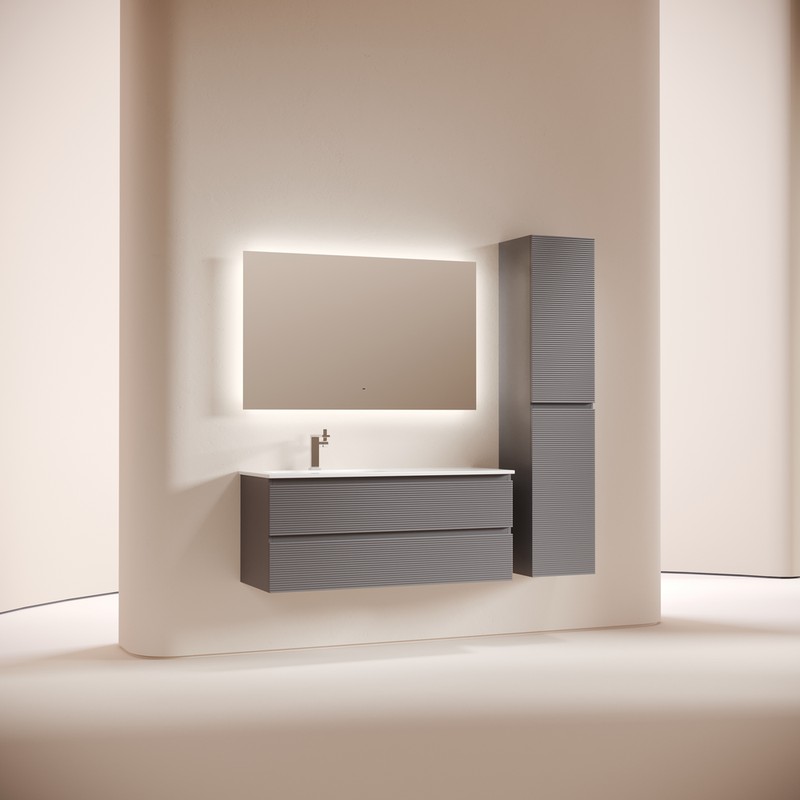 Тумба подвесная SANCOS Folk  левая 1195х445х500, c двумя ящиками оснащенными доводчиками, Grey soft, арт.FL120LGS