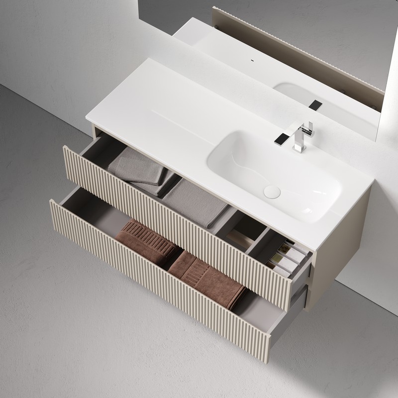 Тумба подвесная SANCOS Very  правая 1195х445х406, c одним  ящиком оснащенным доводчиками, Beige Soft , арт.VR120RCE