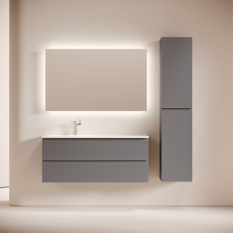 Тумба подвесная SANCOS Folk  левая 1195х445х500, c двумя ящиками оснащенными доводчиками, Grey soft, арт.FL120LGS