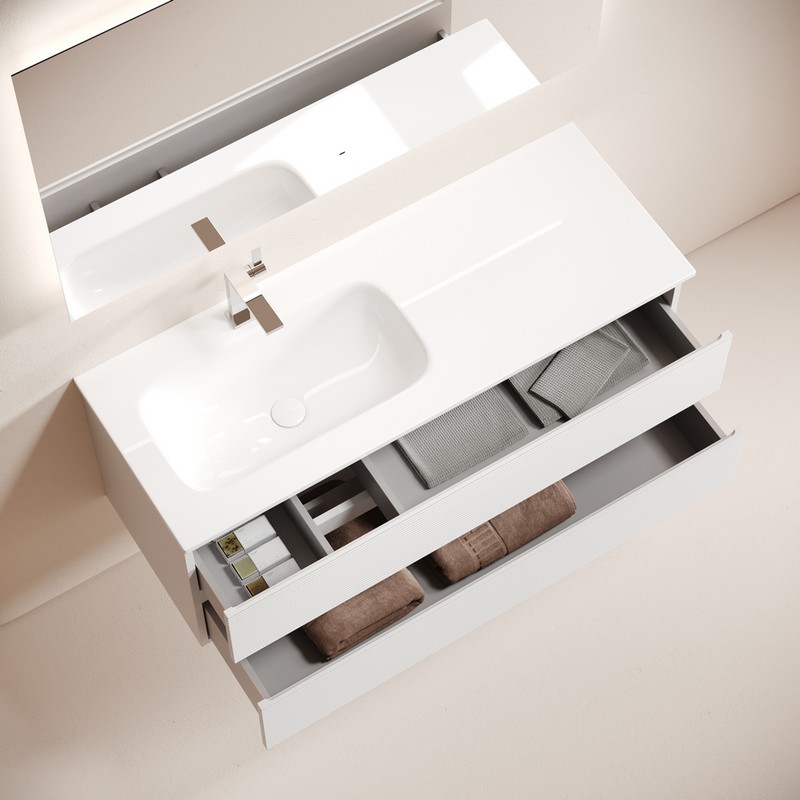 Тумба подвесная SANCOS Folk  левая 1195х445х500, c двумя ящиками оснащенными доводчиками, Bianco, арт.FL120LW