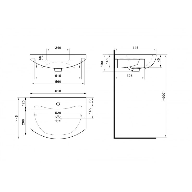 Раковина Santek Балтика 60 отверстие под смеситель 1WH110246