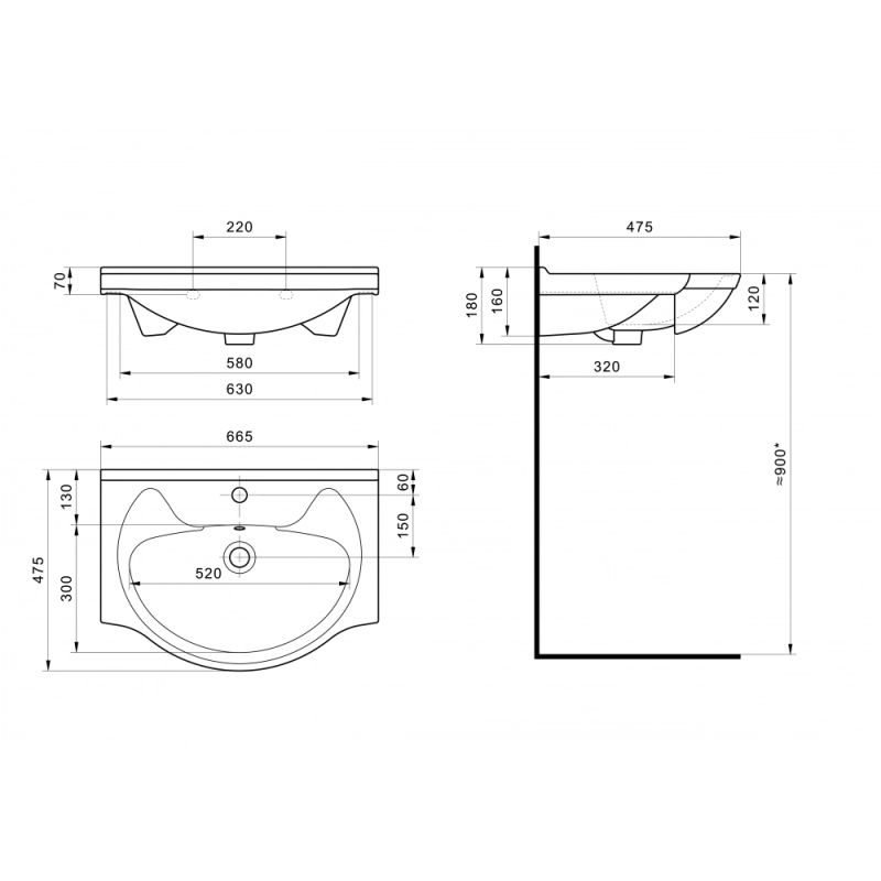 Раковина Santek Байкал 65 отверстие под смеситель 1WH109651