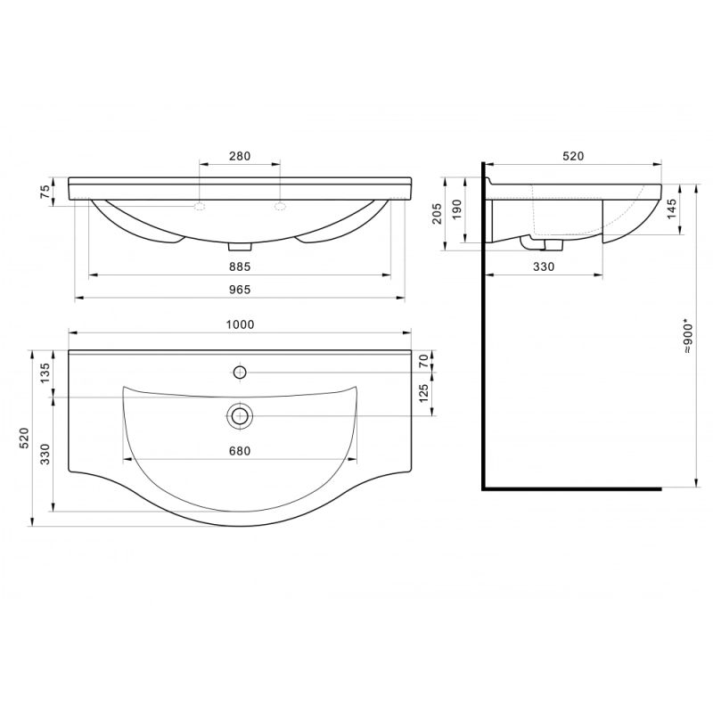 Раковина Santek Эльбрус 100 отверстие под смеситель 1WH110255