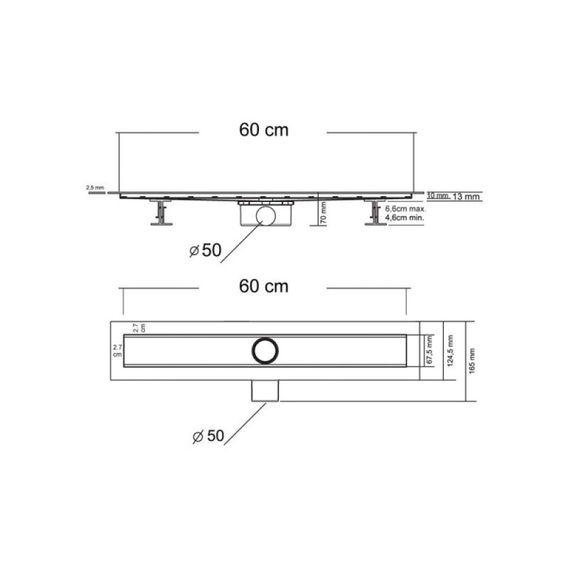 Душевой лоток Vincea Optima SAY.601.60.P.BLOK, 60 см, хром