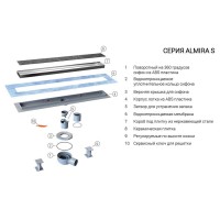 Дренажный канал Vincea Almira-S SAY.602.60.S.U, 60 см, решетка под плитку