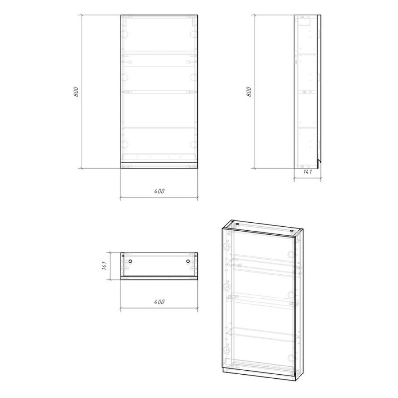 Зеркальный шкаф Cersanit Moduo 40 см, без подсветки, универсальный, SB-LS-MOD40/Wh, 62616