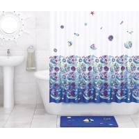 Штора для ванной WasserKraft Salm SC-13101, 180 x 200 см, навесная, синий/белый