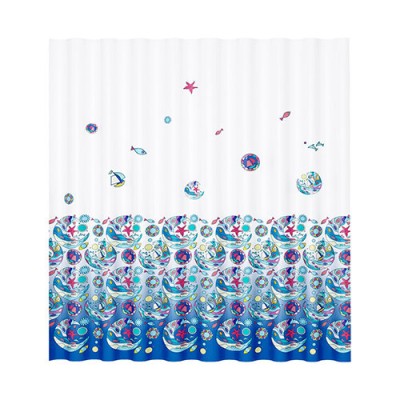 Штора для ванной WasserKraft Salm SC-13101, 180 x 200 см, навесная, синий/белый