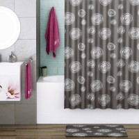 Штора для ванной WasserKraft Eidar SC-33301, 180 x 200 см, навесная, черный/белый