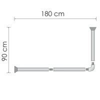 Карниз для ванны WasserKraft Dinkel SC-469018, 90 х 180 см, хром